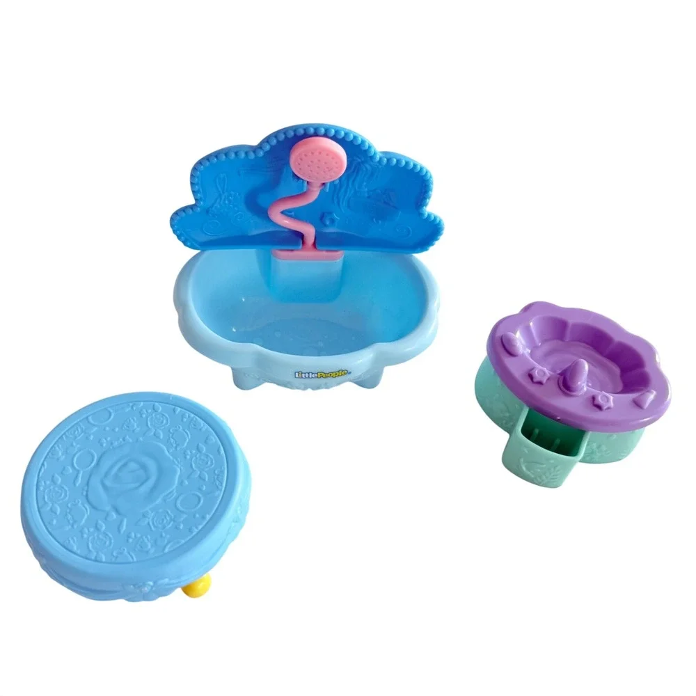 Fisher-Price Little People Disney Ariel Bathtub Vanity Kids Blue GWV51 3pc Set